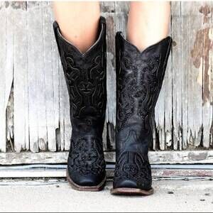 NEW TANNER MARK women's midnight rider leather boots in black